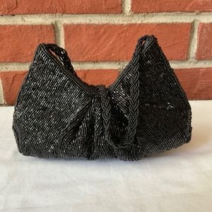 La Regale Black Beaded Evening Bag NWOT